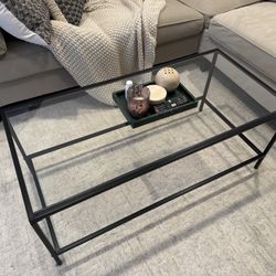 moving sale: glass and metal table
