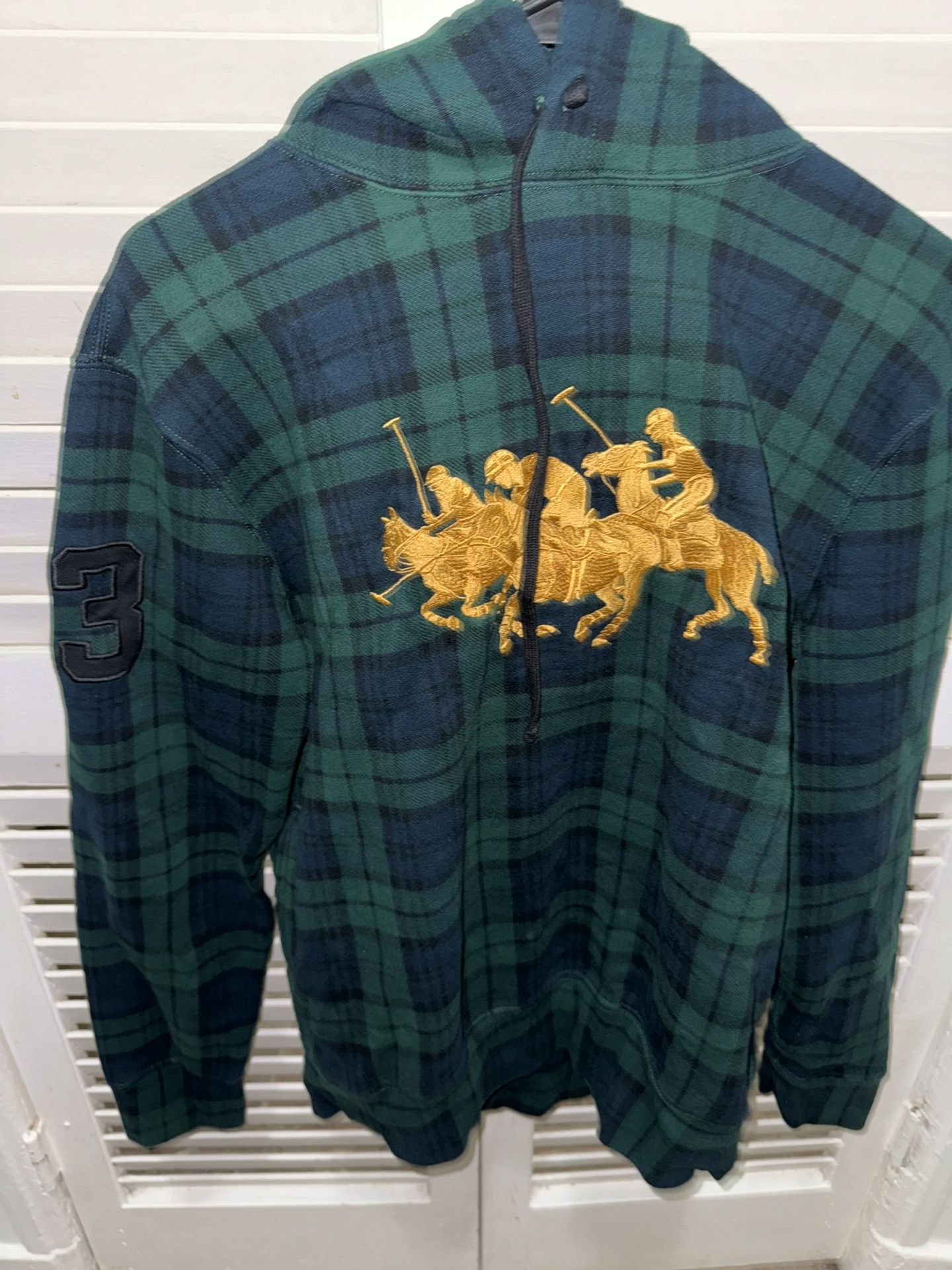 Polo Ralph Lauren Mens Green Triple Pony Player Fleece Sweatshirt Hoodie Sweater