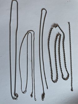 Five Dash Silver Necklaces Chains