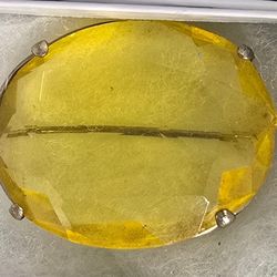 Antique Yellow Citrine Sterling Bezel Large Gemstone Brooch
