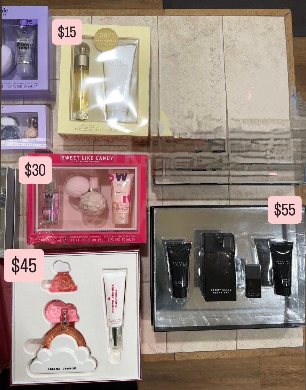 Perfume Gift Sets (Prices as shown in photo)