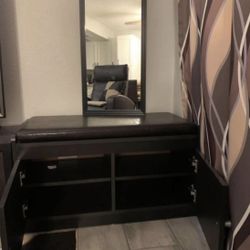 OTTOMAN SHOE CABINET + MIRROR