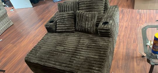 Brown double chaise lounge