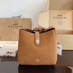 Coach Hadley Convertible Crossbody Bag Suede Brown CW004