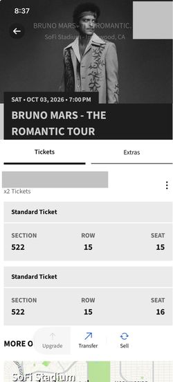 Bruno Mars Tickets - Saturday October 3rd at Sofi Stadium
