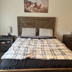 Lightly Used, Rustic Wood Bed-frame Queen