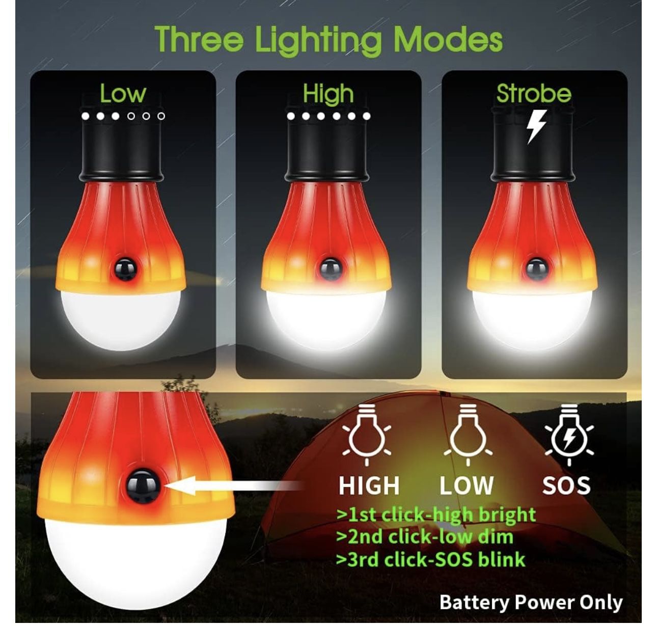 Doukey Portable Camping Lanterns [4 Pack] LED Tent Lanterns Emergency Light for Backpacking, Hiking, Hurricane Outage
