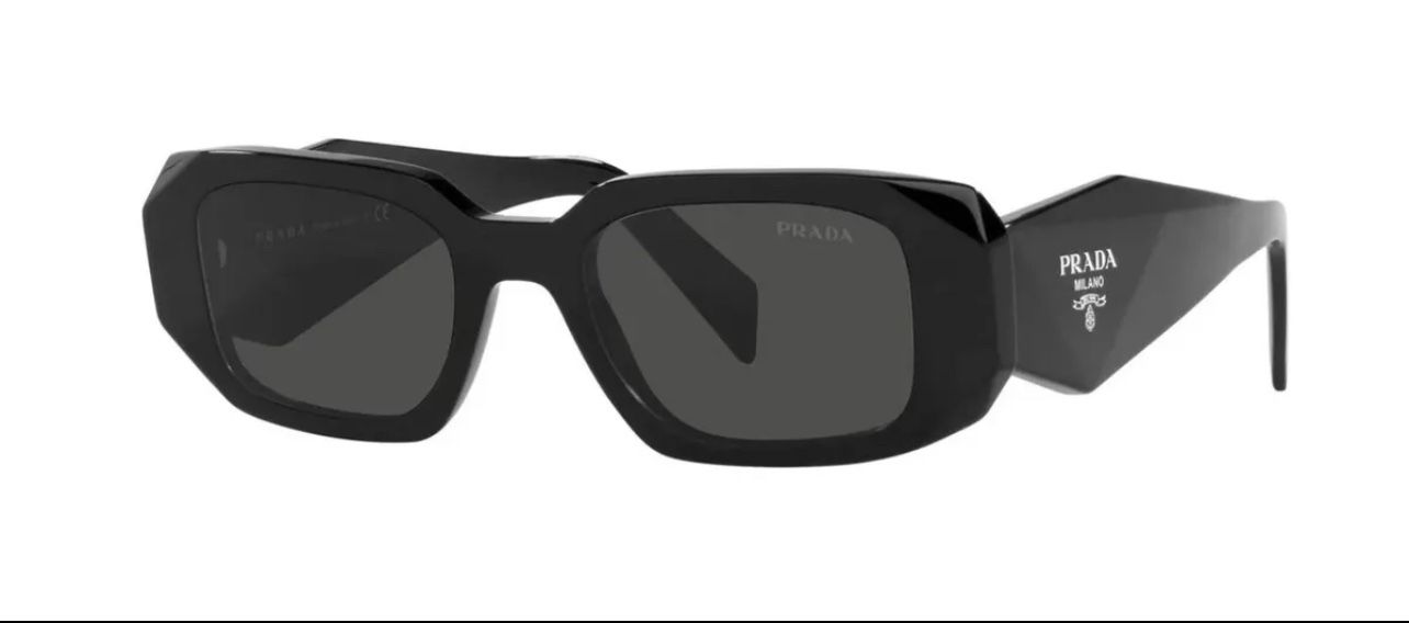 Prada PR 17WS 1AB5SO Womens Rectangle Sunglasses Black 49mm