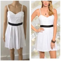 Brand New Size 9 White Dress With Black Belt Detail