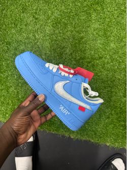 Off white Nike Air Force 1s blue