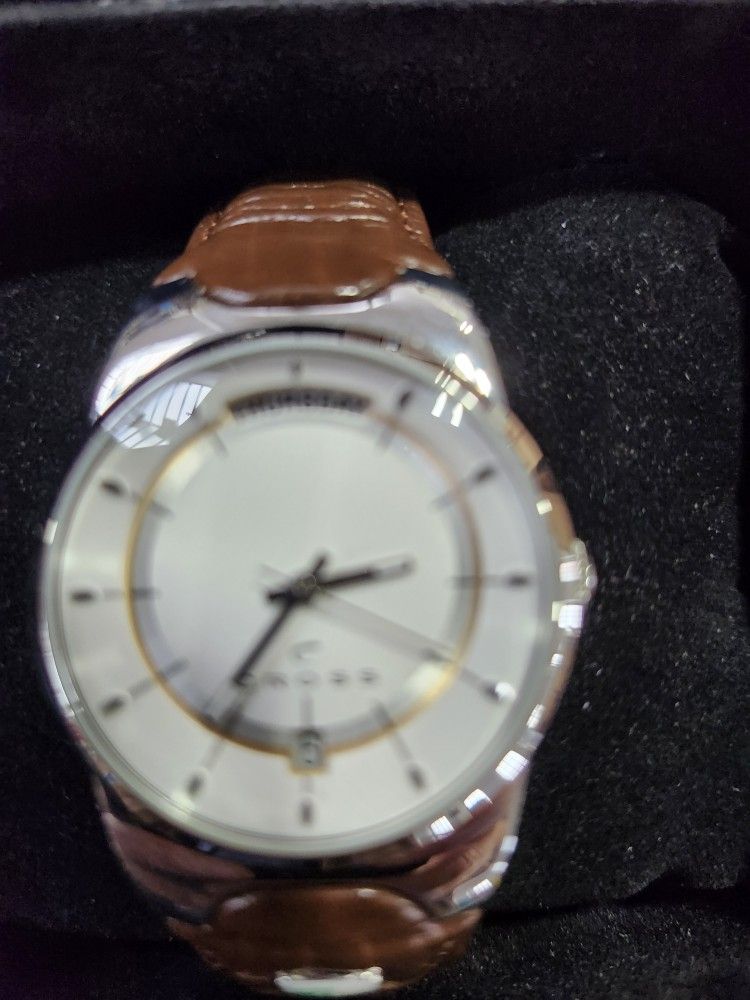 New CROO WATCH WITH GENUINE LEATHER BAND