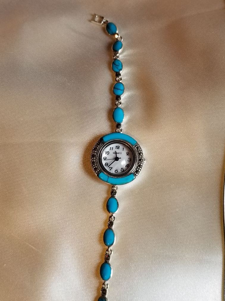 Turquoise and marcasite watch