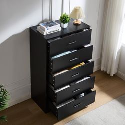 Black Dresser for Bedroom, Modern Wood Dresser, 47 Inches