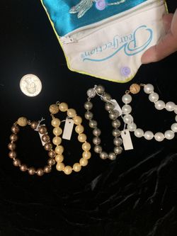 Beautiful Pearlfection Faux pearls! Please read/see all info in the pics and listing. There are 4 different colors.with the pave set screw