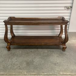 Vintage Queen Anne Style Cherry Wood Two-Tier Console / Sofa Table - Elegant Cabriole Legs