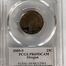 2005-S 25C PCGS PR69DCAM Oregon CRATER LAKE ILLUSTRATION 