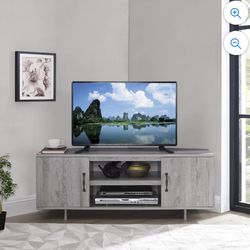Sienna 50" Corner TV Stand, Wooden Top Free Standing Entertainment Center Media Console With Storage Space Gray Painted