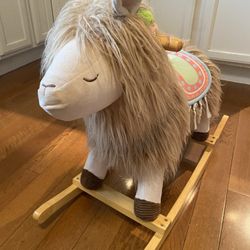 Children's Rocking Llama (Soft Plush + Wooden Base) Used, Pick-Up Only