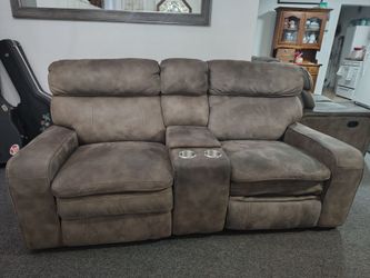 Couch and Loveseat Gray Recliners Set