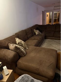 Brown sectional couch