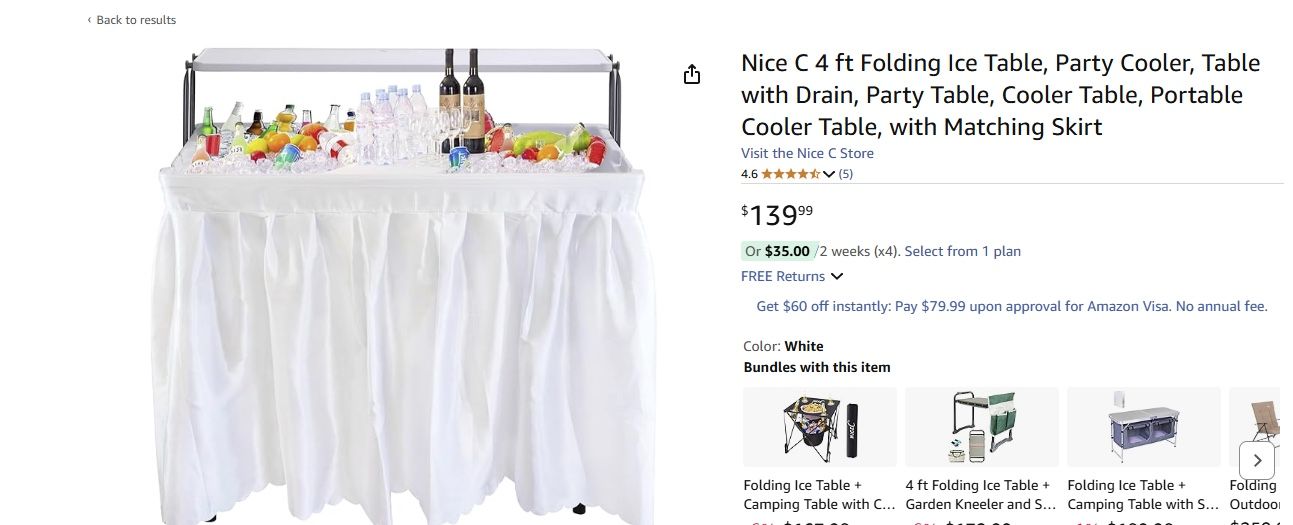 4 ft Folding Ice Table