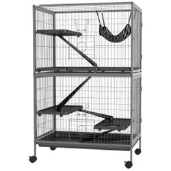 50" H Rolling Small Animal Cage~NEW~ w Hammock~Ferret, Chinchilla...~Pet Habitat w 4 Doors, Removable Tray