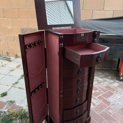 tall wooden jewelry armoire 
