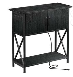 29 Gallon Aquarium Stand with Cabinet Long Fish Tank Stand with Power outlets Black