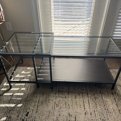 Modern Glass & Metal TV Stand + Matching Side Table – Good Condition