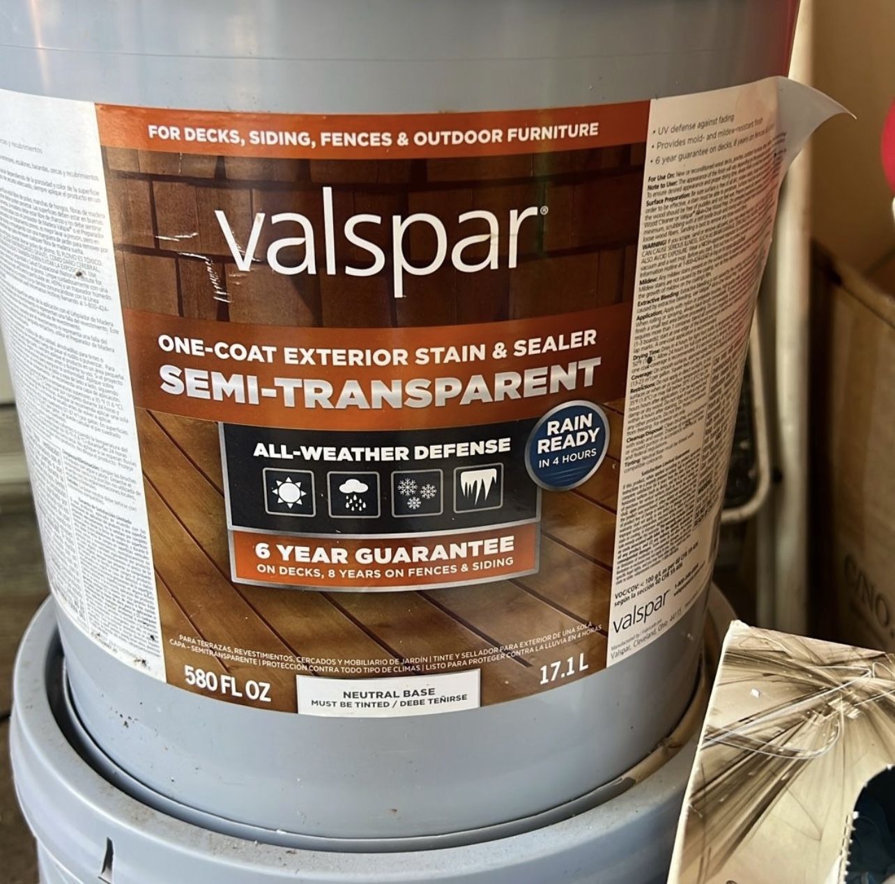 Valspar Exterior Stain N Sealer 5 Gallons