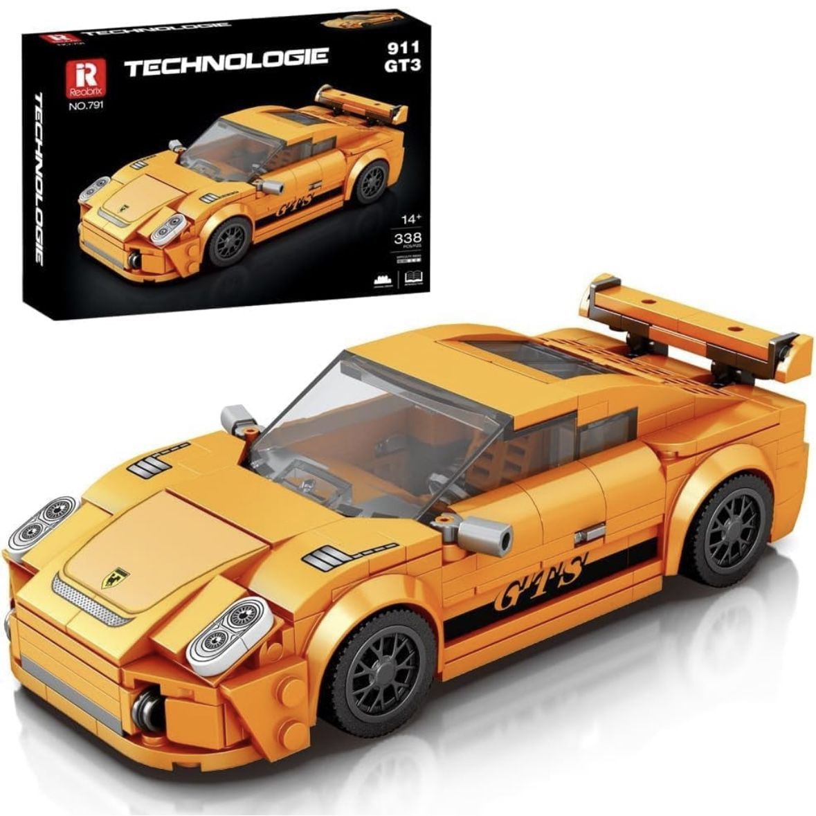 Reobrix 791 Porsche 911 GT3 Toy Car Building Blocks, Model Car Kit for Display and Collectible, Race Car Building Toy for Boys and Adults, Compatible