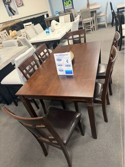 7PC Brown Dining Table Set