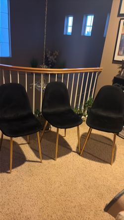 Set of 3 velvet upholstered dining chairs