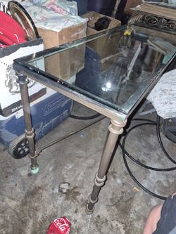Metal and Glass Top Side Table