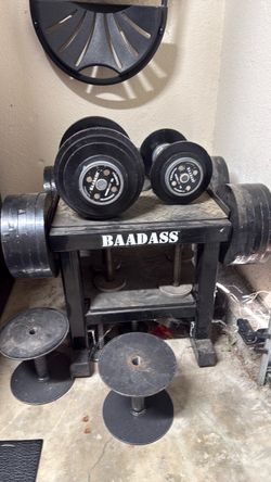 Baadass adjustable dumbbells with stand