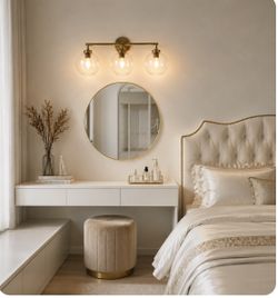 Bathroom Vanity Light – 3 Globe Glass Shade (Brass / Gold Finish)