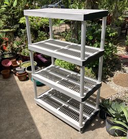4 Tier Plastic Storage Shelving: 36”W x 18”D x 55.5”H