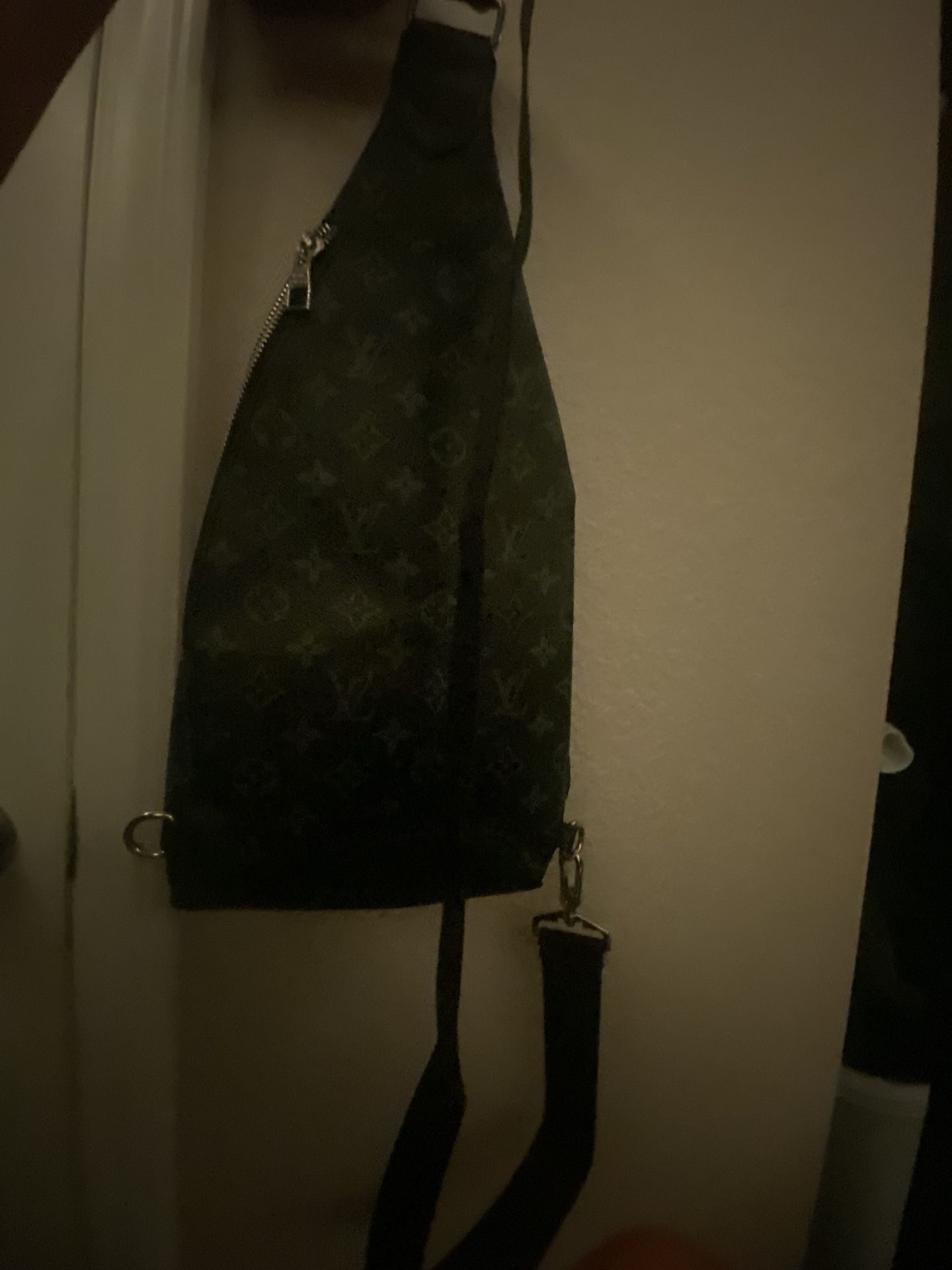 LOUIS VUITTON Duo Slingbag Taigarama Crossbody Bag Black