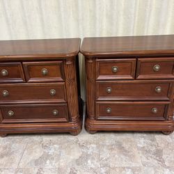 2 Wooden 3 Drawer Bedside Tables