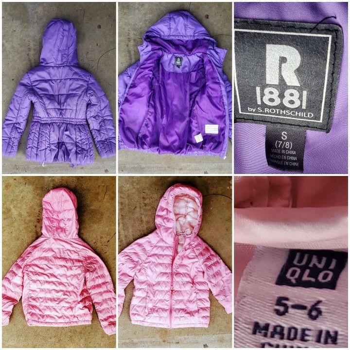 Girls Jackets - Sizes 5-6 & 7-8 -$10 To $14
