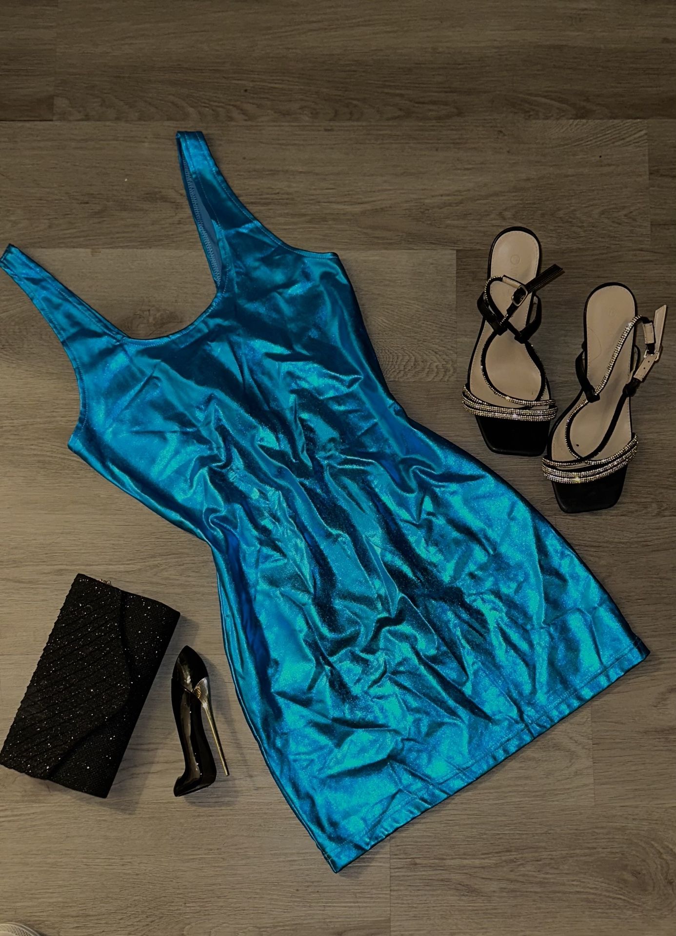 Blue Metallic BodyCon Dress