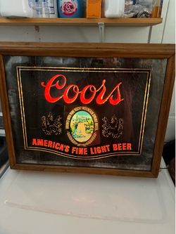 Vintage Coors beer light up mirror bar sign