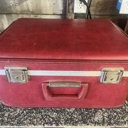 Vintage Red Handheld Suitcase