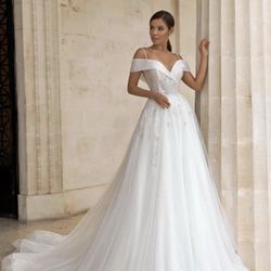 DANIELA DI MARINO Esperanza 6330 Ivory Off-Shoulder A-Line