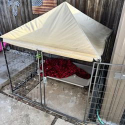 48”x48” Foldable Dog Kennel With Off The Ground Bedding and Cover 