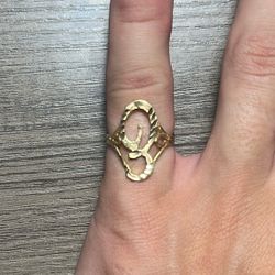 14k E Initial Ring With Size Adjuster 