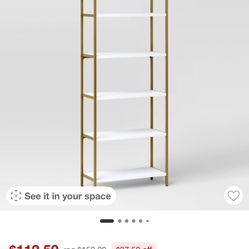 72" Loring 5 Shelf Ladder Bookshelf White - Threshold™: Metal Frame, Fixed Shelves