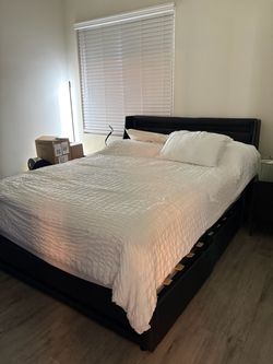 Queen black bedroom with mattress