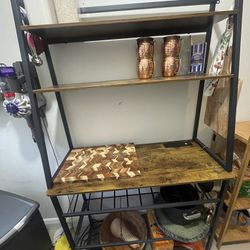 Bakers rack With Wine Bottle Storage, Hooks, Electric Sockets(3) And USB Ports(2)