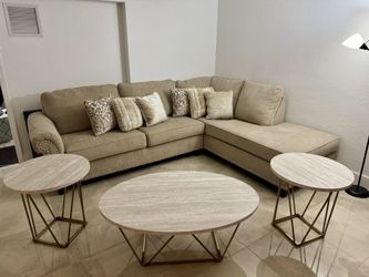 L-Shaped Couch With Tables